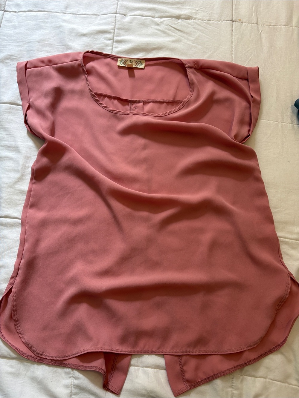 Womens Rose Pink Scoop Neck Blouse